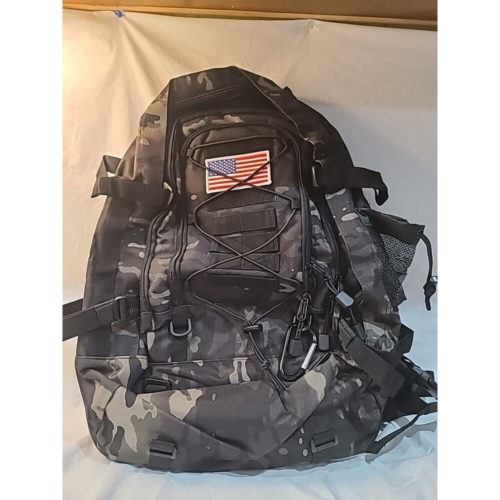 WolfwarriorX Black Camouflage Nylon Tactical Backpack MOLLE Multifunction NWT